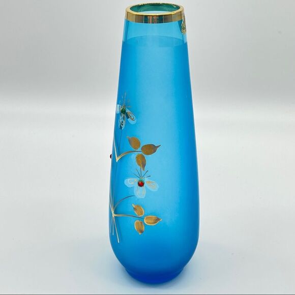 Vintage Norcrest Frosted Bud Vase Hand Painted Gold Edge MCM - Picture 9 of 9